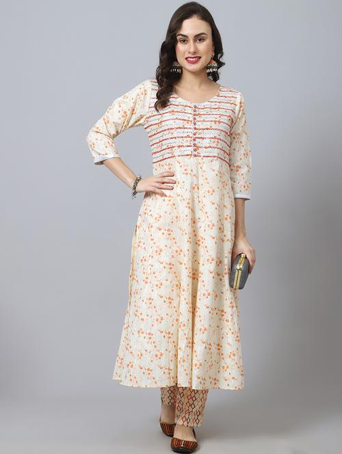round neck printed anarkali kurta - 20083295 - Very Small Image - 1