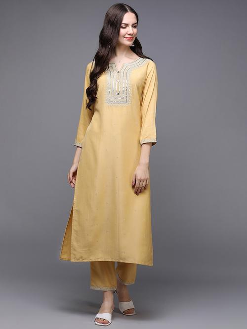round neck solid straight kurta - 20083533 - Very Small Image - 1