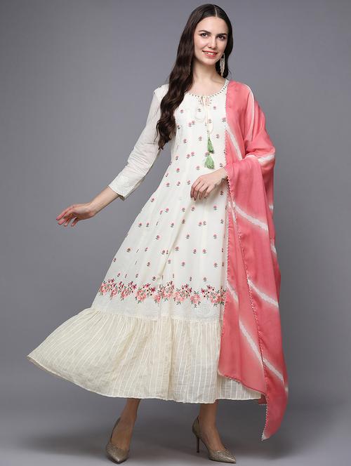 tie up neck kurta dupatta set - 20083578 - Very Small Image - 1