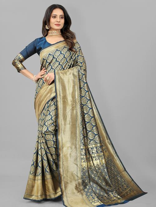 women's banarasi saree with blouse - 20084074 - Very Small Image - 1
