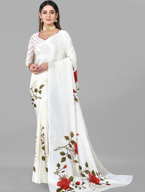 floral printed saree with blouse - 20084338 - Very Small Image - 1