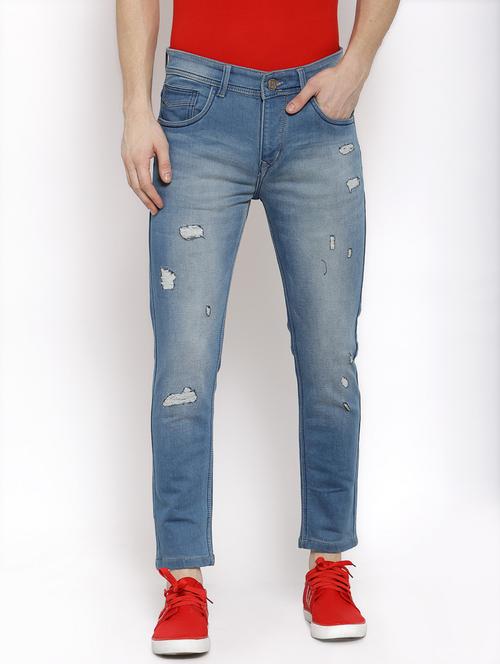 mens straight fit distressed jeans - 20084651 - Very Small Image - 1
