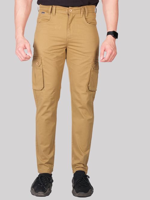 khaki cotton cargos casual trouser - 20084910 - Very Small Image - 1