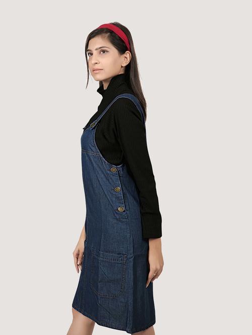 dark blue solid dungaree jumpsuit - 20084925 - Very Small Image - 1