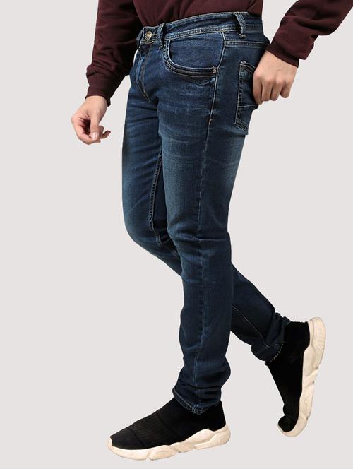 blue cotton blend washed jeans - 20085167 - Very Small Image - 1