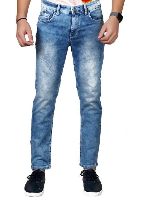 blue cotton blend stone washed jeans - 20085193 - Very Small Image - 1