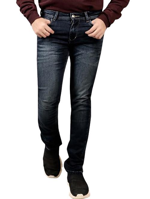 dark blue cotton blend washed jeans - 20085230 - Very Small Image - 1