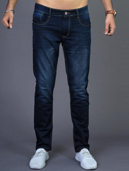 blue solid swashed jean - 20085270 - Very Small Image - 1