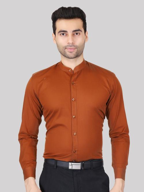 mandarin collar solid formal shirt - 20085341 - Very Small Image - 1