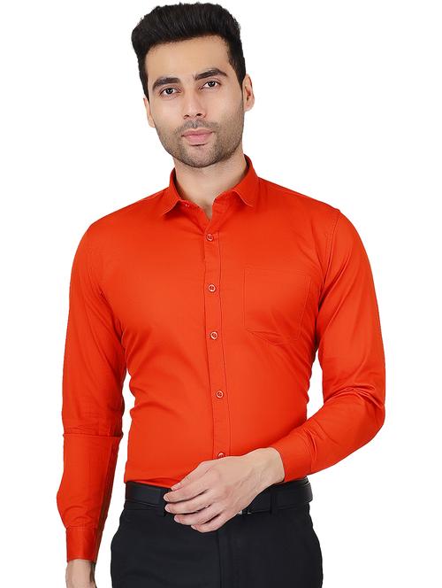 orange cotton casual shirt - 20085369 - Very Small Image - 1