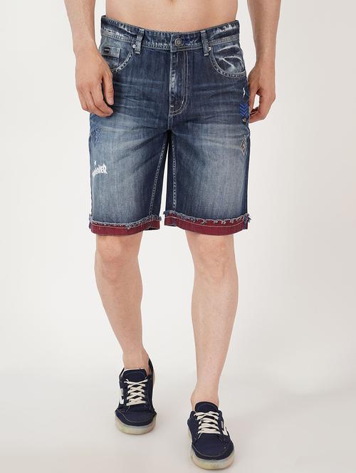 dark blue denim three - fourth shorts - 20085401 - Very Small Image - 1