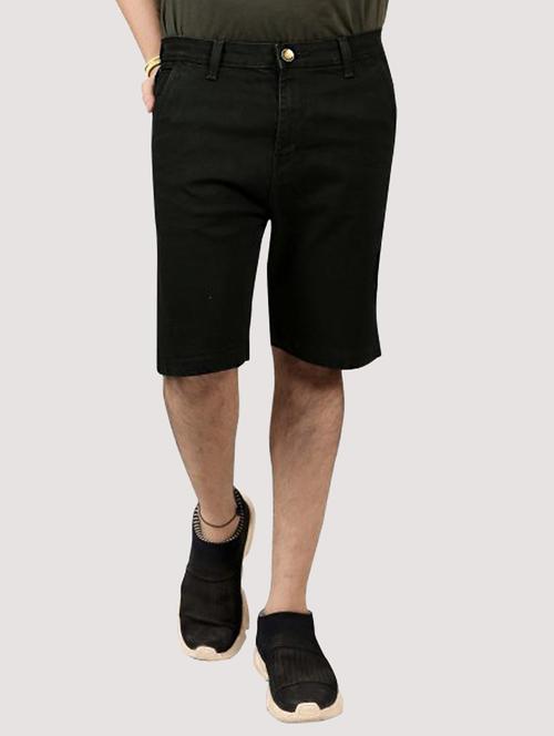 black cotton lycra three forth shorts - 20085415 - Very Small Image - 1