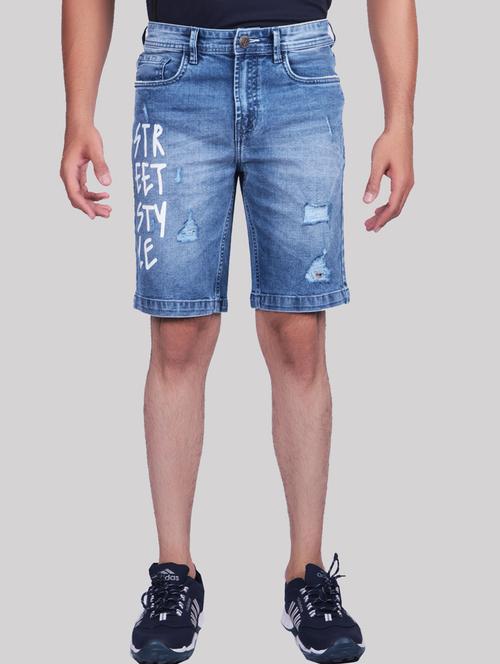 blue denim three - fourth shorts - 20085420 - Very Small Image - 1