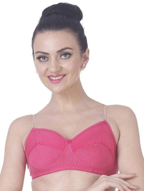 pink cotton blend regular bra - 20085819 - Very Small Image - 1