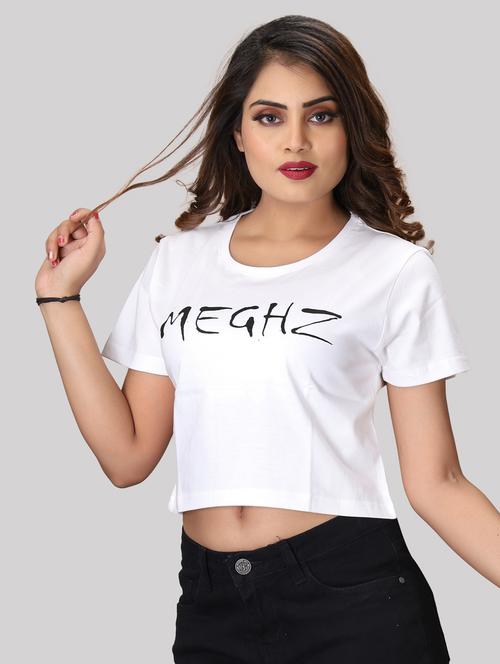 white typography crop top - 20085991 - Very Small Image - 1
