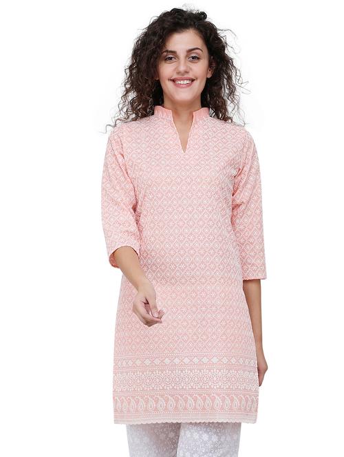 mandarin neck chikankari work straight kurta - 20086005 - Very Small Image - 1