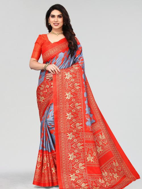 grey woven saree with blouse - 20086394 - Very Small Image - 1