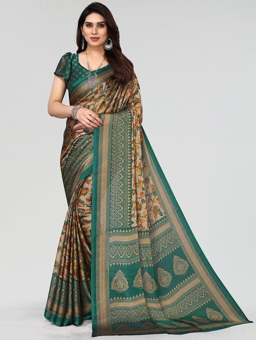 green woven saree with blouse - 20086421 - Very Small Image - 1