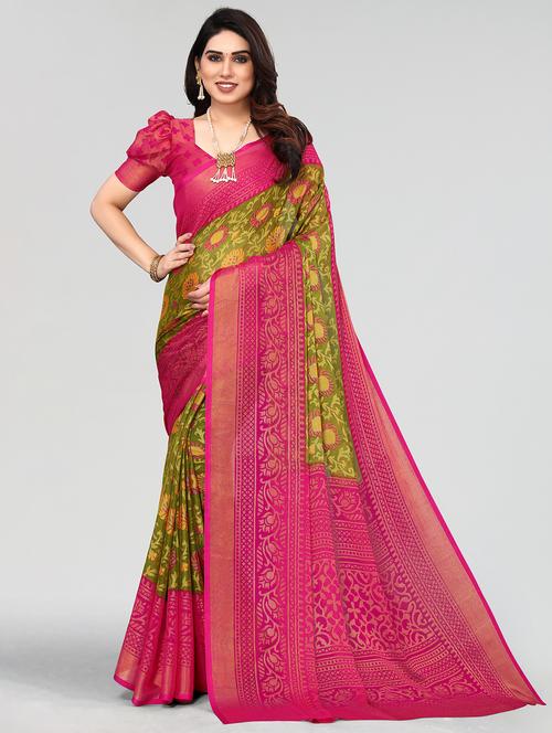 pink woven saree with blouse - 20086431 - Very Small Image - 1