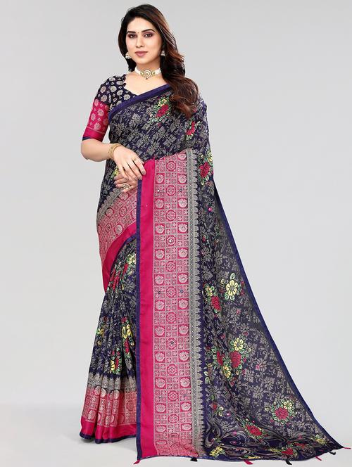 multi colored woven saree with blouse - 20086465 - Very Small Image - 1