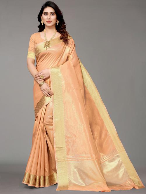orange banarasi saree with blouse - 20086517 - Very Small Image - 1