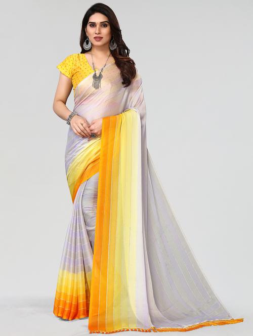 yellow woven saree with blouse - 20086572 - Very Small Image - 1