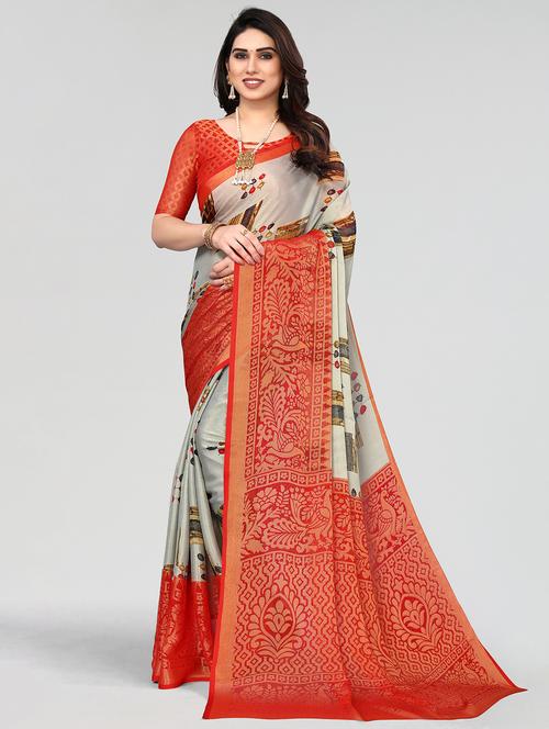 orange dharmavaram saree with blouse - 20086577 - Very Small Image - 1