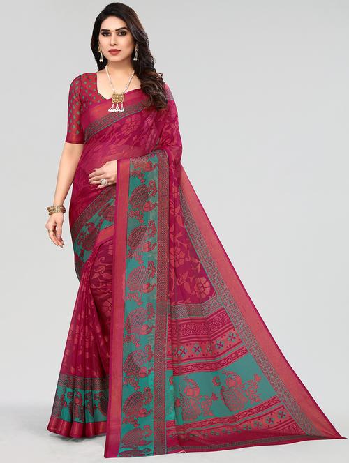 red woven saree with blouse - 20086600 - Very Small Image - 1