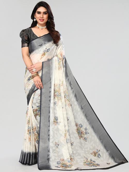grey woven saree with blouse - 20086602 - Very Small Image - 1