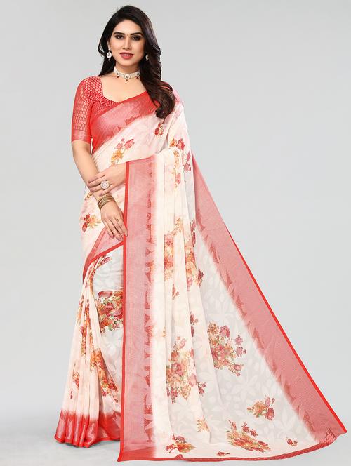 orange woven saree with blouse - 20086607 - Very Small Image - 1