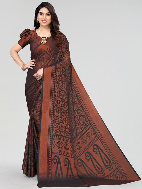 grey printed saree with blouse - 20086662 - Very Small Image - 1