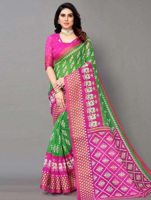 multi colored printed saree with blouse - 20086700 - Very Small Image - 1