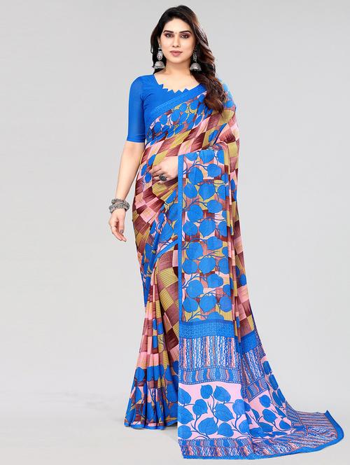multi colored printed saree with blouse - 20086721 - Very Small Image - 1