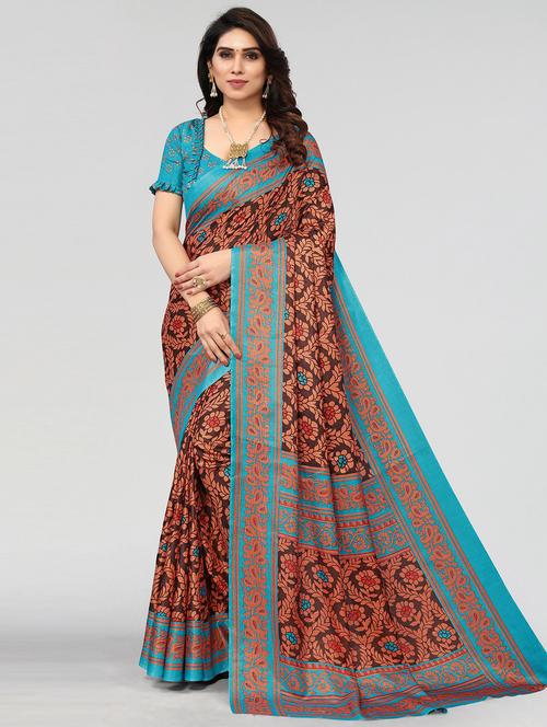 multi colored printed saree with blouse - 20086764 - Very Small Image - 1