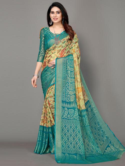 light blue woven saree with blouse - 20086805 - Very Small Image - 1