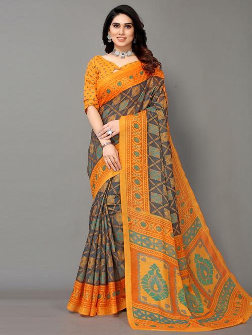 grey woven saree with blouse - 20086827 - Very Small Image - 1