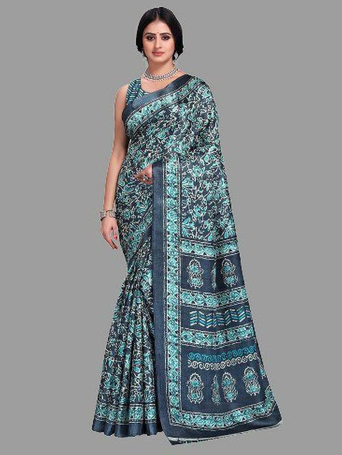 light blue woven saree with blouse - 20086851 - Very Small Image - 1