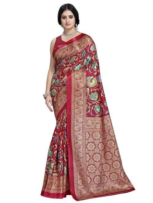 red printed saree with blouse - 20086961 - Very Small Image - 1