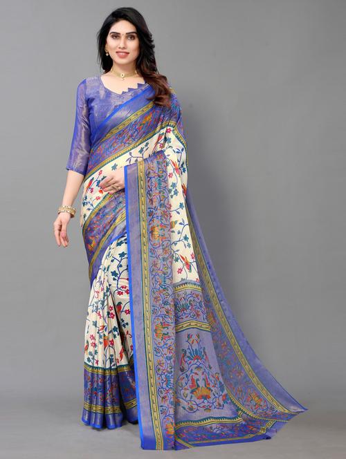 multi colored printed saree with blouse - 20087104 - Very Small Image - 1