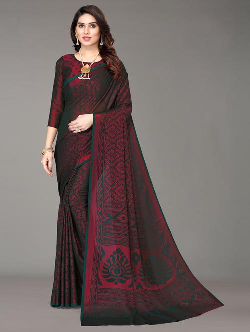 green printed saree with blouse - 20087120 - Very Small Image - 1