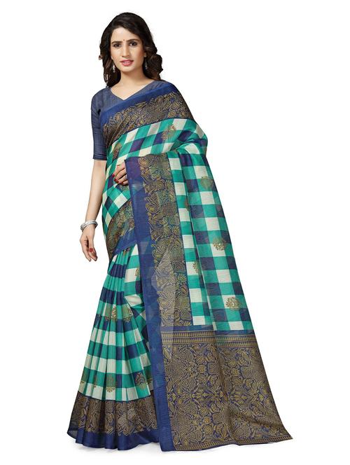 multi color checkered print saree with blouse - 20087185 - Very Small Image - 1