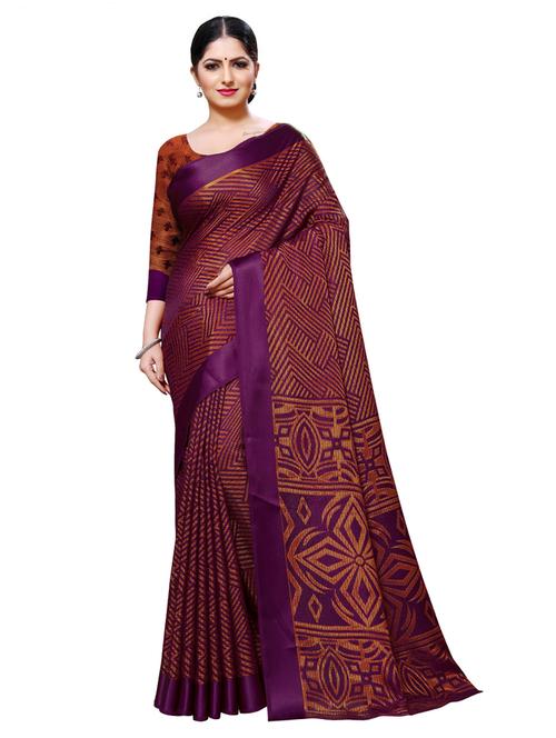 purple banarasi saree with blouse - 20087186 - Very Small Image - 1