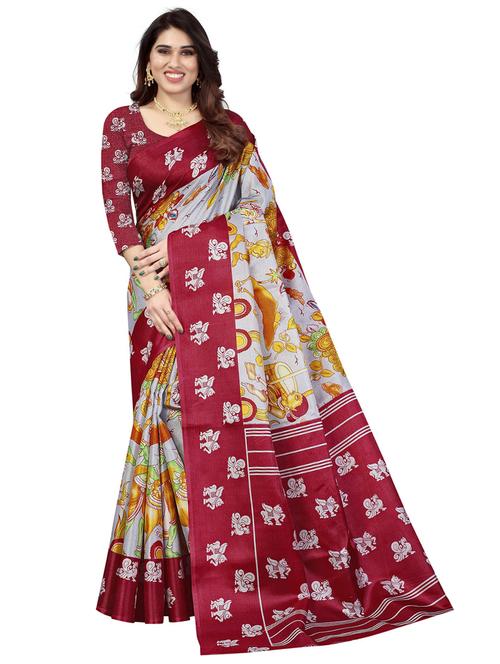 grey woven saree with blouse - 20087192 - Very Small Image - 1