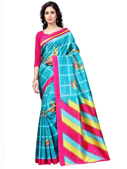 light blue woven saree with blouse - 20087217 - Very Small Image - 1