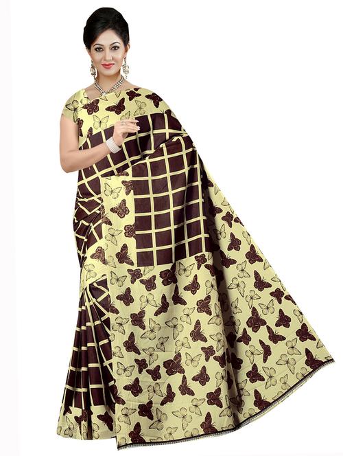 brown woven saree with blouse - 20087219 - Very Small Image - 1