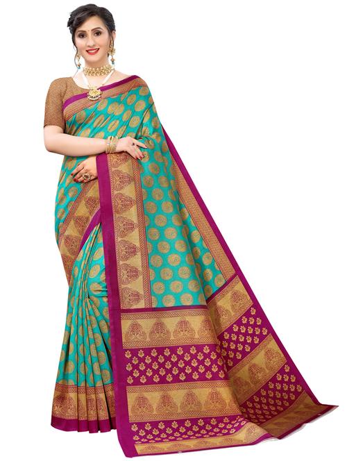ethnic motifs printed saree - 20087226 - Very Small Image - 1