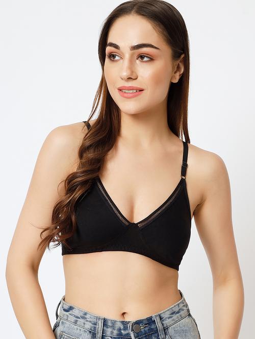 black cotton blend tshirt bra - 20087315 - Very Small Image - 1