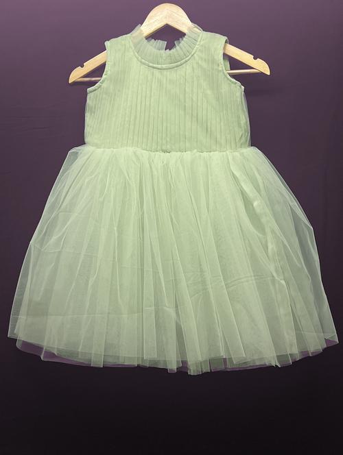 round neck solid net frock - 20087331 - Very Small Image - 1