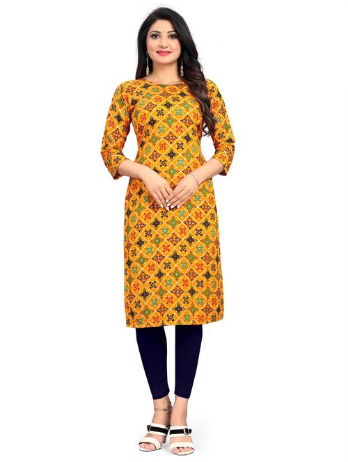 round neck printed straight kurta - 20087474 - Very Small Image - 1