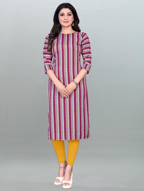 stripes printed straight kurta - 20087488 - Very Small Image - 1